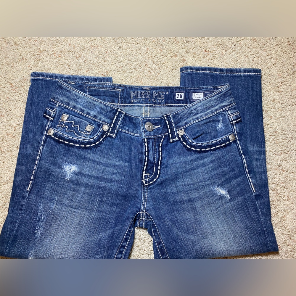 Miss Me Women's Distressed Blue Boot Cut Jeans